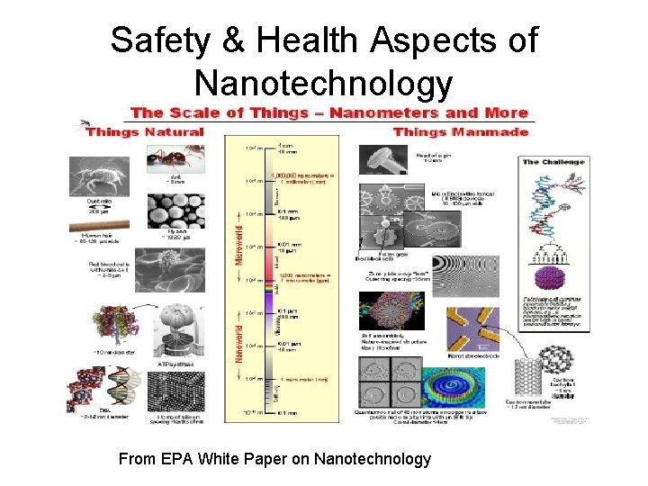 Safety & Health Aspects of Nanotechnology From EPA White Paper on Nanotechnology 