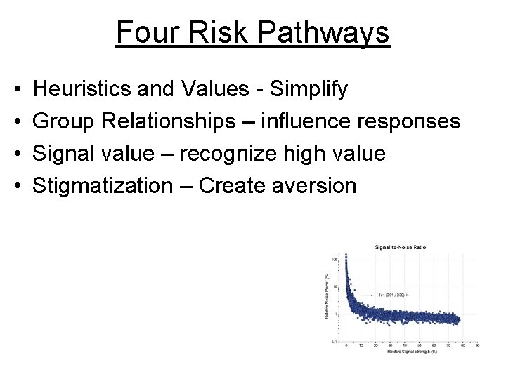 Four Risk Pathways • • Heuristics and Values - Simplify Group Relationships – influence