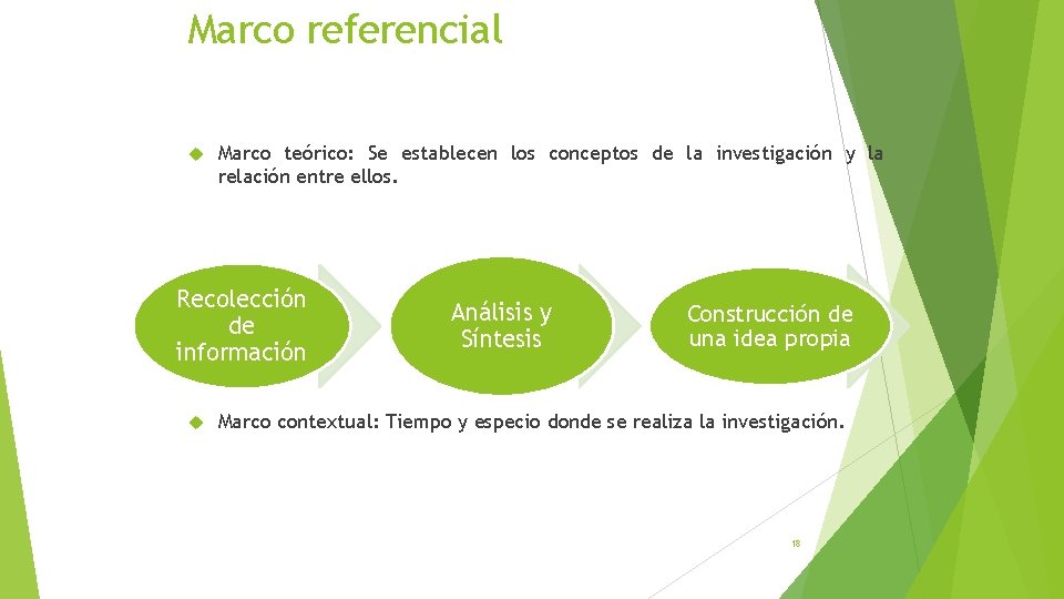 Marco referencial Marco teórico: Se establecen los conceptos de la investigación y la relación