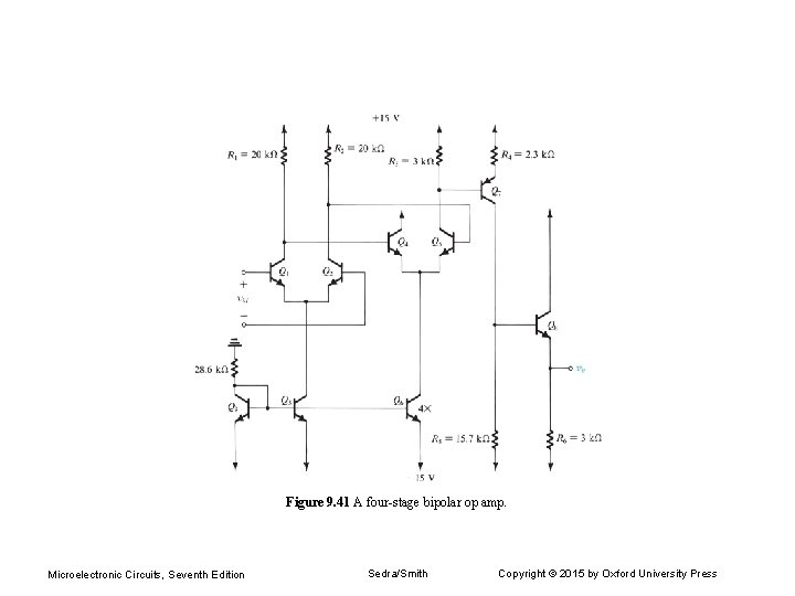 Figure 9. 41 A four-stage bipolar op amp. Microelectronic Circuits, Seventh Edition Sedra/Smith Copyright