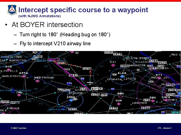 Intercept specific course to a waypoint (with NJWG Annotations) • At BOYER intersection –