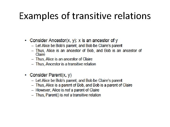 Examples of transitive relations 