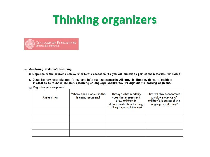 Thinking organizers Thinking organizers