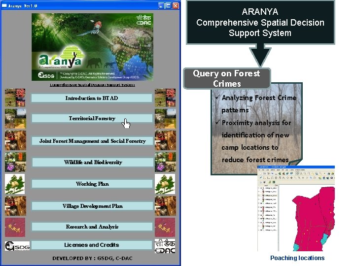 ARANYA Comprehensive Spatial Decision Support System Query on Forest Crimes Introduction to BTAD ü