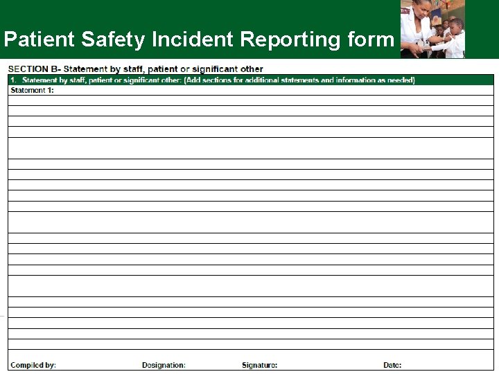 Patient Safety Incident Reporting form 