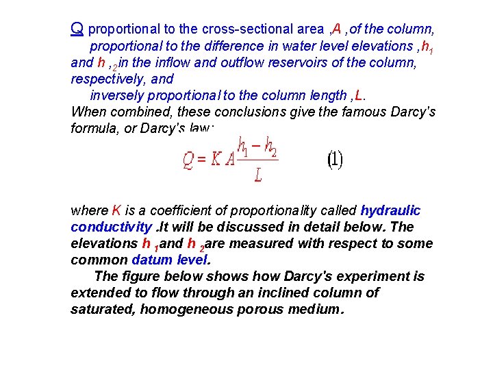 Q proportional to the cross-sectional area , A , of the column, proportional to