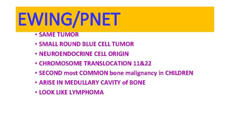 Pnet Sarcoma Ortho 3 Joints 1 MISC TUMORS of BONE