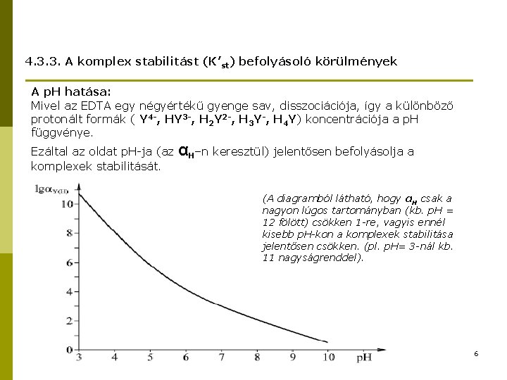 4. 3. 3. A komplex stabilitást (K’st) befolyásoló körülmények A p. H hatása: Mivel