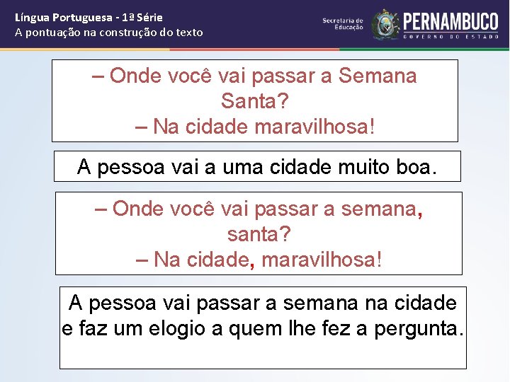 Língua Portuguesa - 1ª Série A pontuação na construção do texto – Onde você