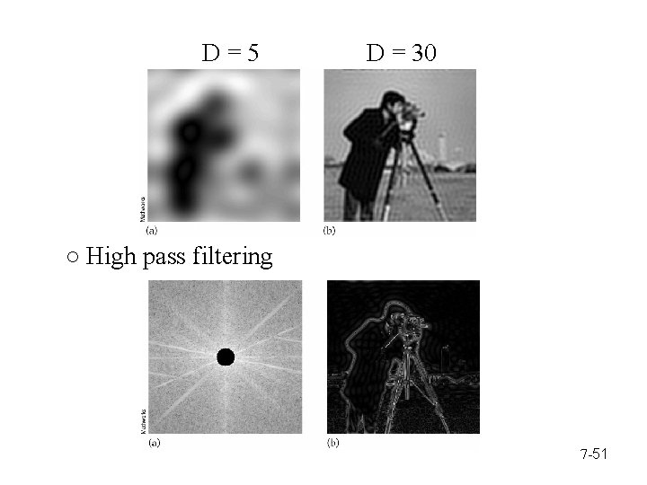 D=5 D = 30 ○ High pass filtering 7 -51 