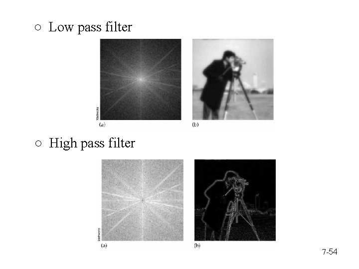 ○ Low pass filter ○ High pass filter 7 -54 