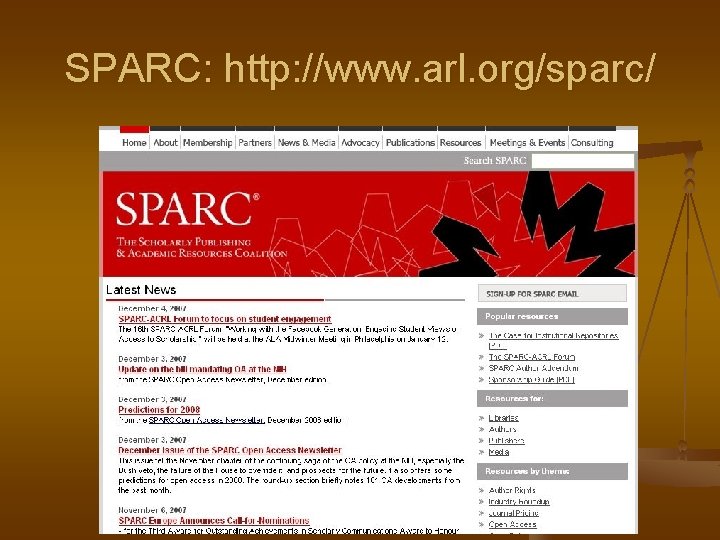 SPARC: http: //www. arl. org/sparc/ 