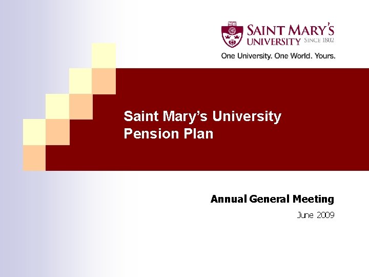 Saint Mary’s University Pension Plan Annual General Meeting June 2009 