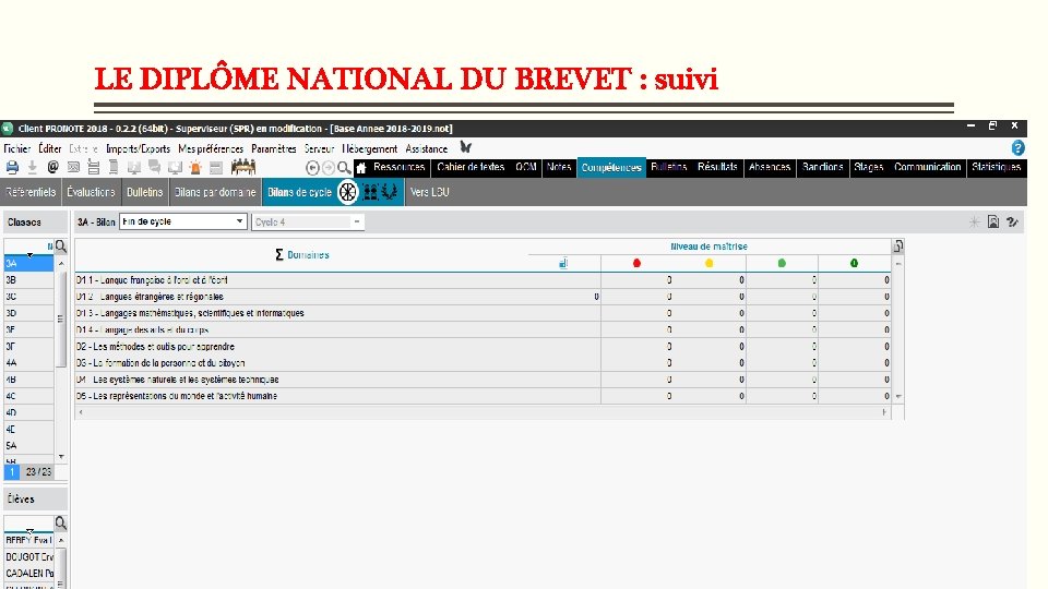 LE DIPLÔME NATIONAL DU BREVET : suivi 