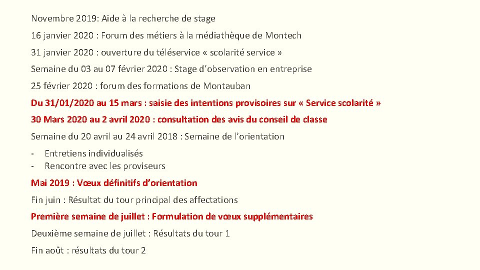 Novembre 2019: Aide à la recherche de stage 16 janvier 2020 : Forum des