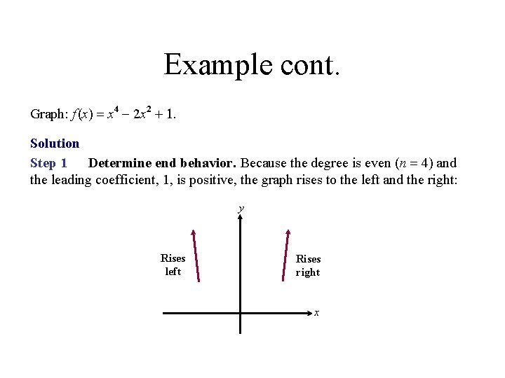 Example cont. Graph: f (x) = x 4 - 2 x 2 + 1.