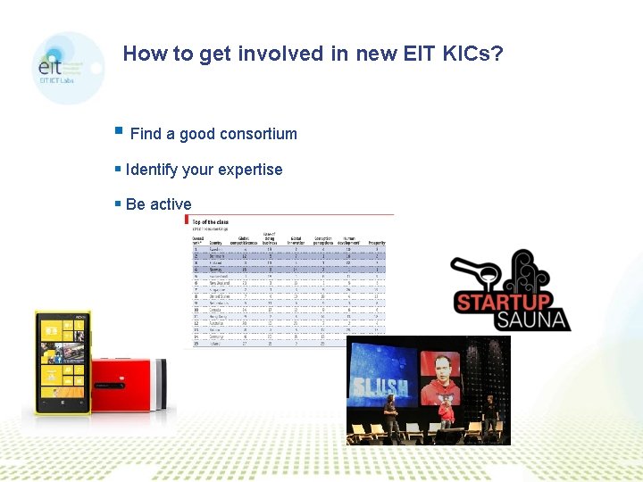 How to get involved in new EIT KICs? § Find a good consortium §