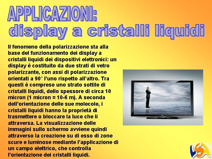 Il fenomeno della polarizzazione sta alla base del funzionamento dei display a cristalli liquidi