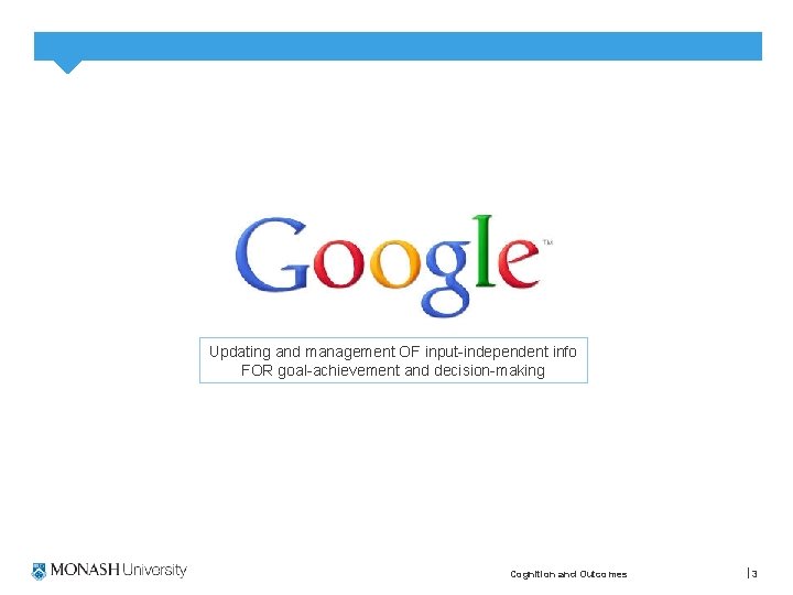Updating and management OF input-independent info FOR goal-achievement and decision-making Cognition and Outcomes 3