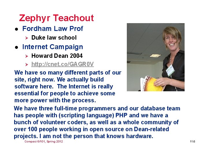 Zephyr Teachout l Fordham Law Prof Ø l Duke law school Internet Campaign Howard