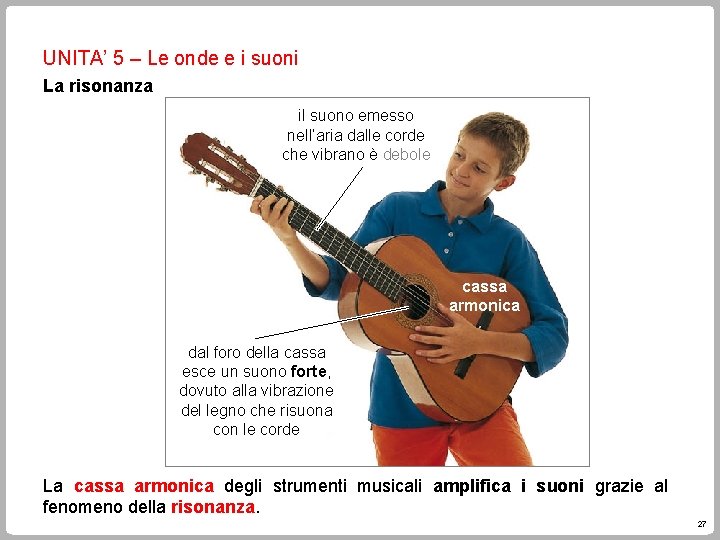 UNITA’ 5 – Le onde e i suoni La risonanza il suono emesso nell’aria