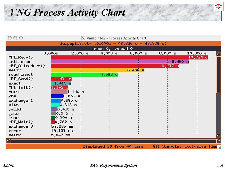 VNG Process Activity Chart LLNL TAU Performance System 114 