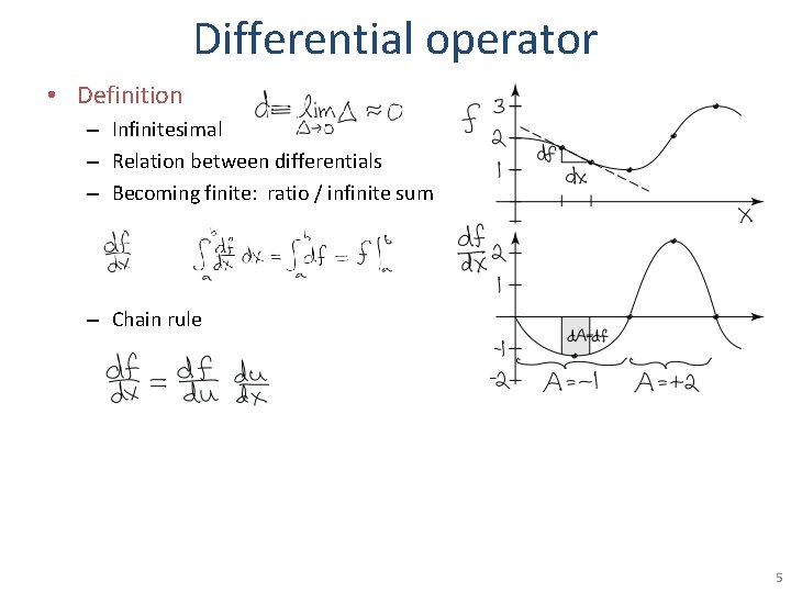 Differential operator • Definition – Infinitesimal – Relation between differentials – Becoming finite: ratio