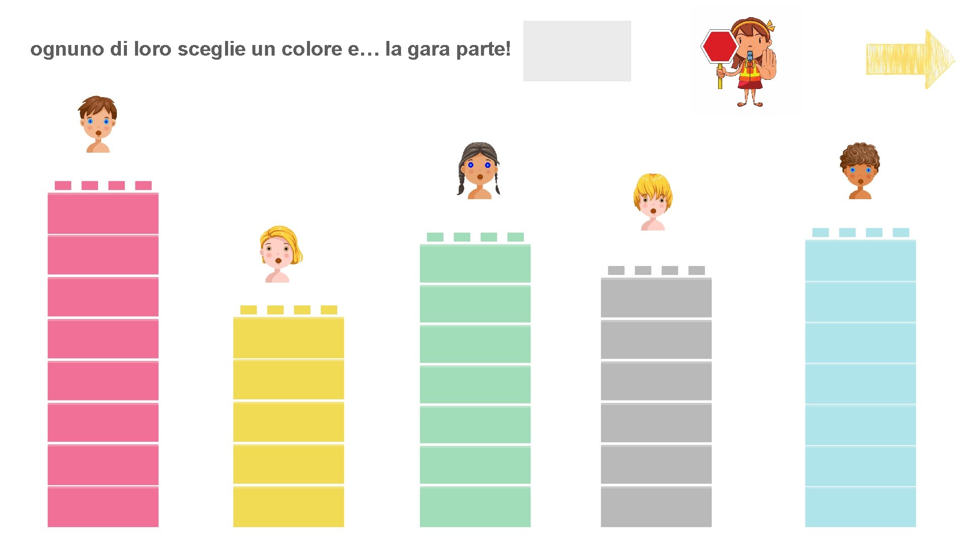 ognuno di loro sceglie un colore e… la gara parte! 