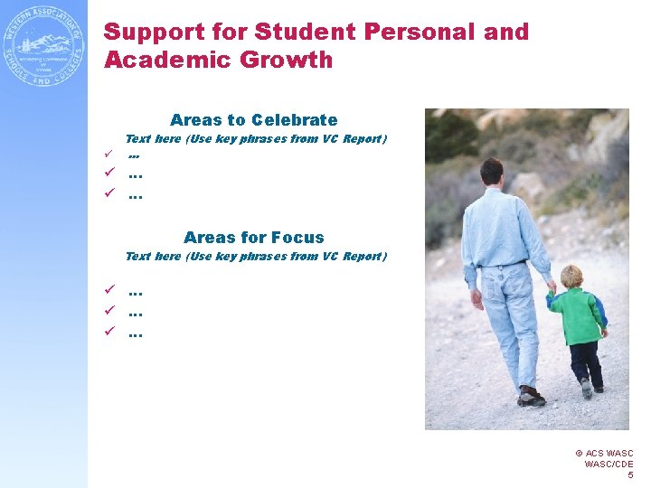 Support for Student Personal and Academic Growth Areas to Celebrate Text here (Use key