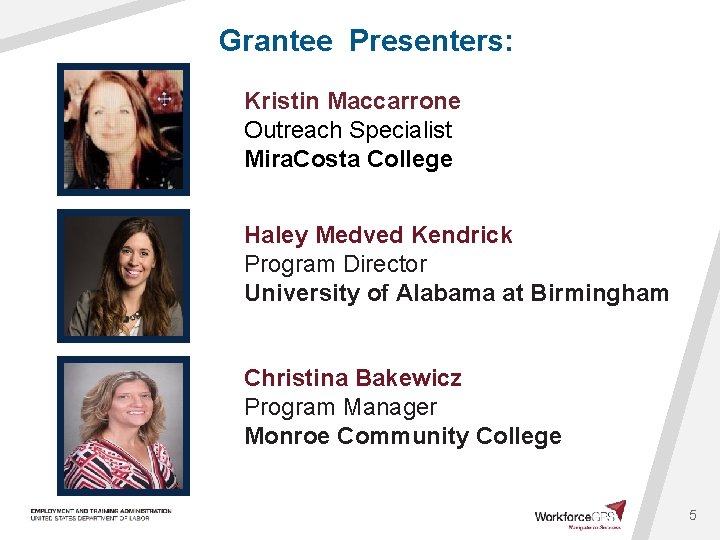 Grantee Presenters: Kristin Maccarrone Outreach Specialist Mira. Costa College Haley Medved Kendrick Program Director