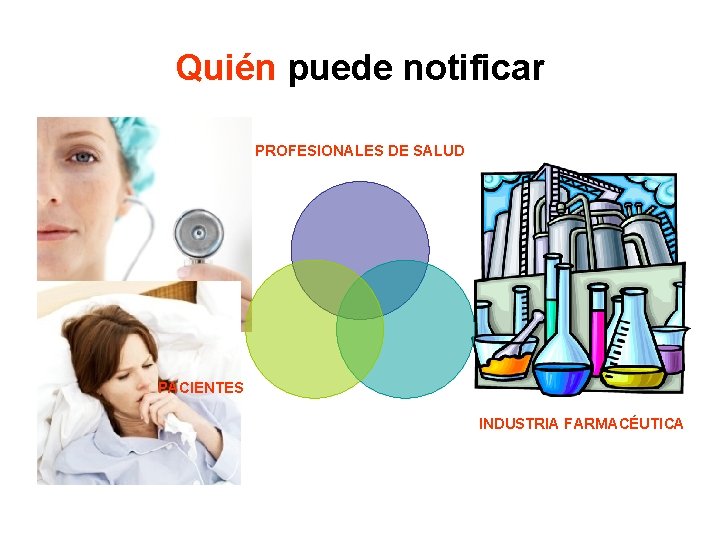 Quién puede notificar PROFESIONALES DE SALUD PACIENTES INDUSTRIA FARMACÉUTICA 