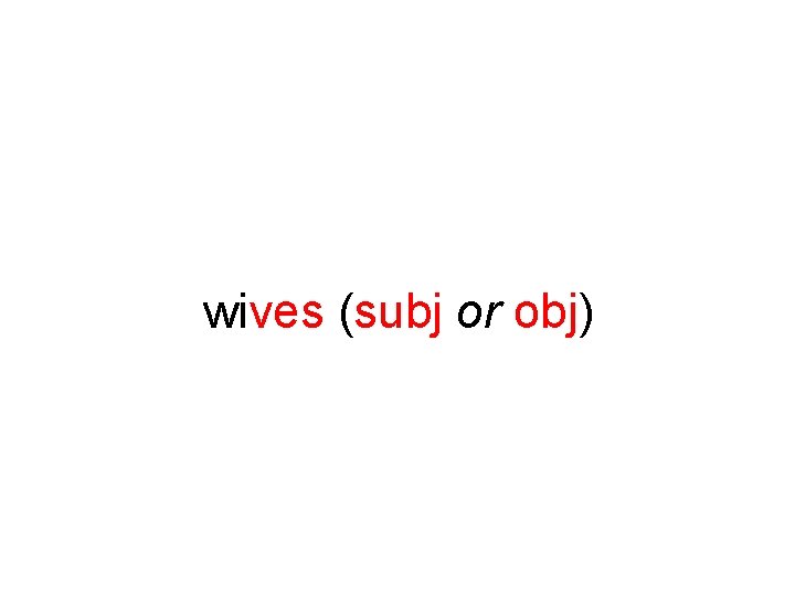 wives (subj or obj) 