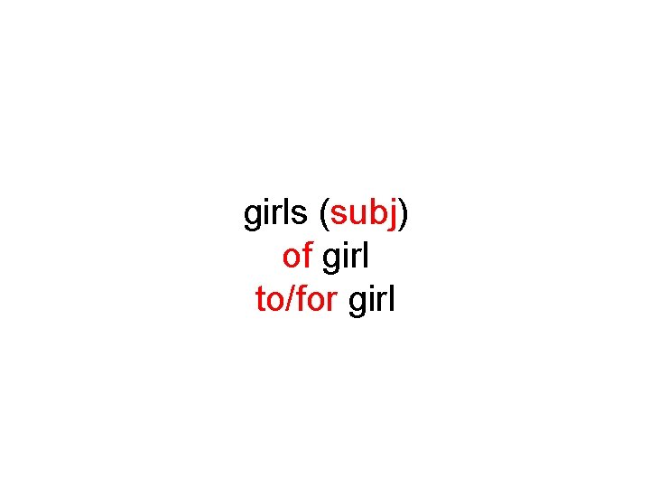 girls (subj) of girl to/for girl 