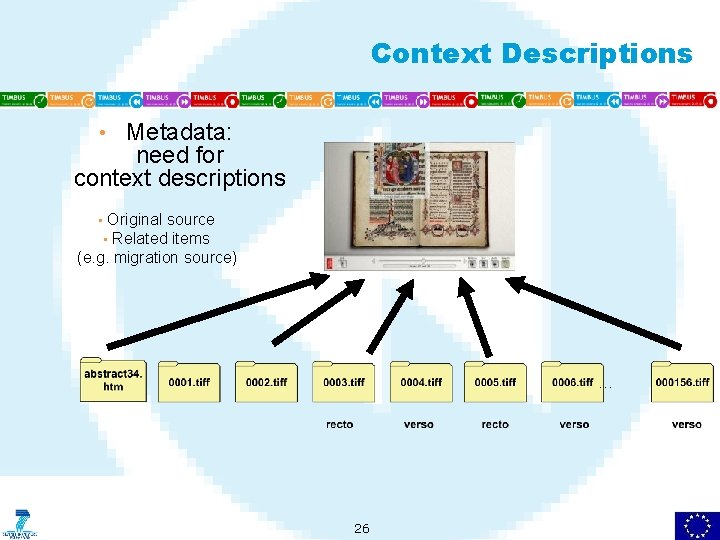 Context Descriptions Metadata: need for context descriptions • Original source • Related items (e.