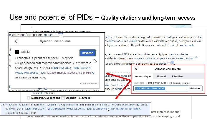 Use and potentiel of PIDs – Quality citations and long-term access 