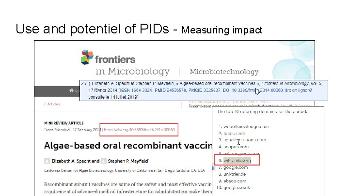 Use and potentiel of PIDs - Measuring impact 