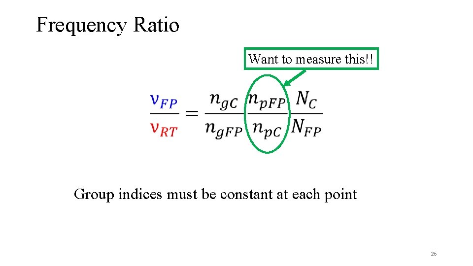 Frequency Ratio Want to measure this!! Group indices must be constant at each point