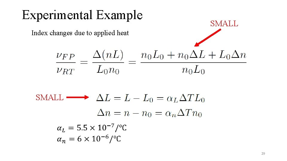 Experimental Example SMALL Index changes due to applied heat SMALL 29 