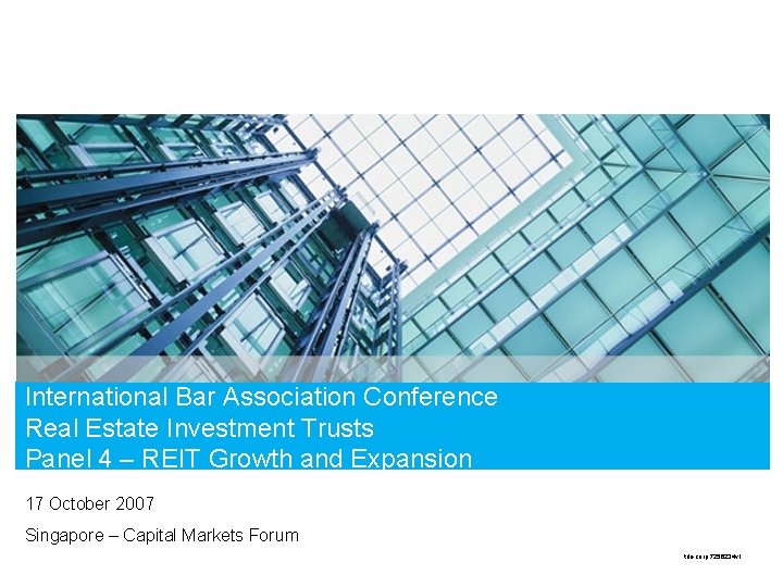 International Bar Association Conference Real Estate Investment Trusts Panel 4 – REIT Growth and