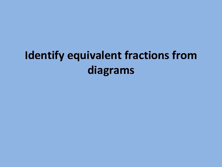 Identify equivalent fractions from diagrams 