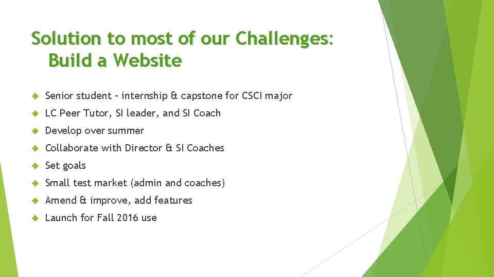 Solution to most of our Challenges: Build a Website Senior student – internship &