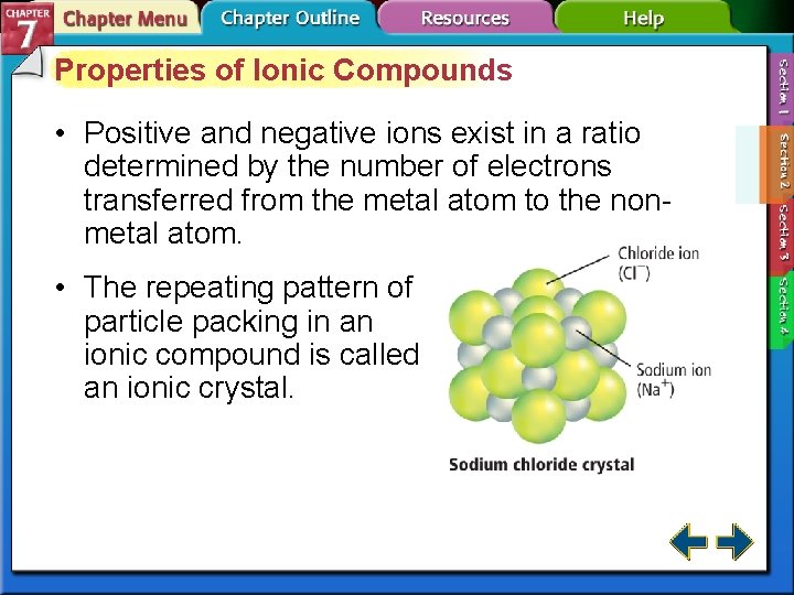 Properties of Ionic Compounds • Positive and negative ions exist in a ratio determined