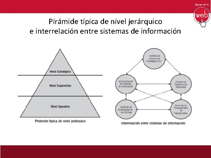 Pirámide típica de nivel jerárquico e interrelación entre sistemas de información 