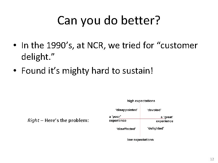 Can you do better? • In the 1990’s, at NCR, we tried for “customer