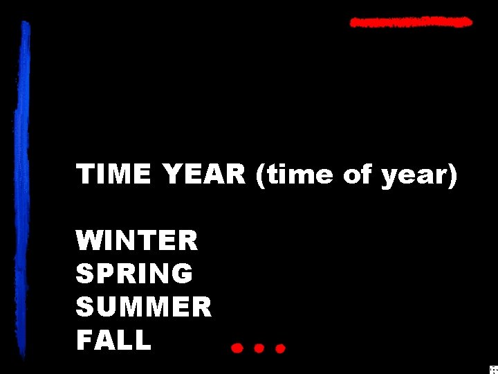 TIME YEAR (time of year) WINTER SPRING SUMMER FALL 