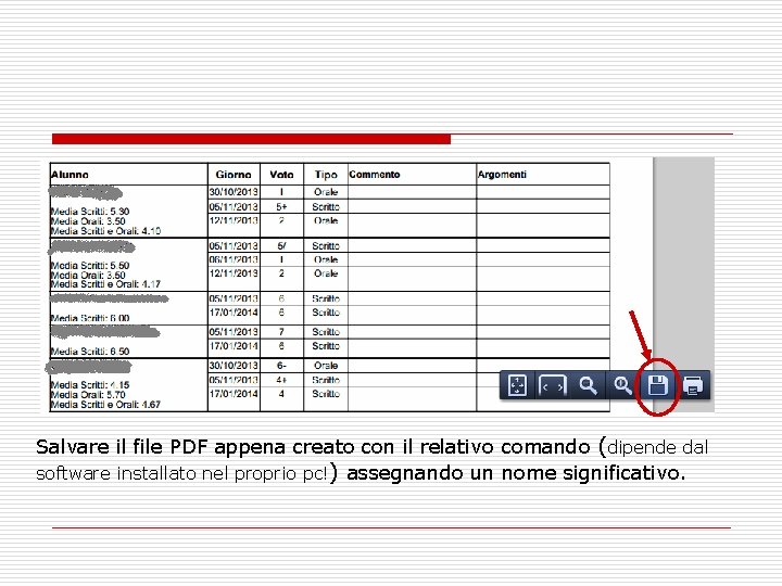 Salvare il file PDF appena creato con il relativo comando (dipende dal software installato