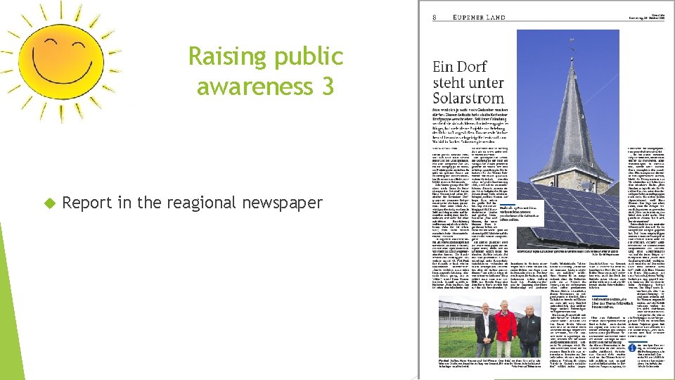 Raising public awareness 3 Report in the reagional newspaper 