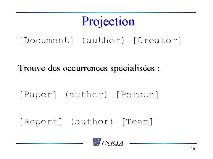 Projection [Document] (author) [Creator] Trouve des occurrences spécialisées : [Paper] (author) [Person] [Report] (author)