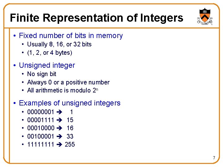 Integral Data Types in C Professor Jennifer Rexford