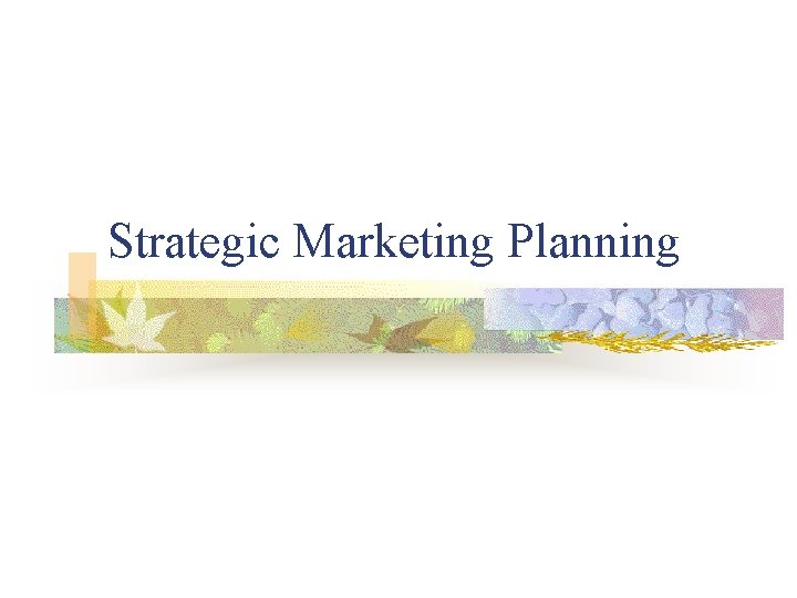 Strategic Marketing Planning 